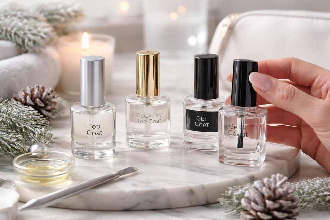 Ontario winter manicured nails with glossy top coat