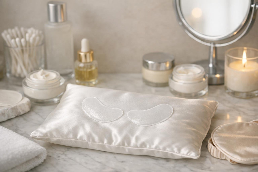 Under-eye wrinkle patches placed correctly for overnight wear