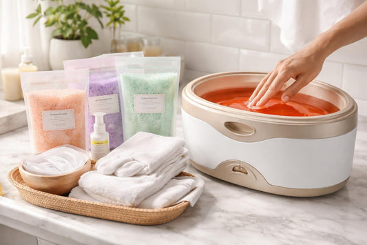 Paraffin bath therapy kit setup for hands at home