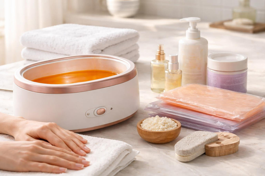Paraffin wax bath setup for hands and feet