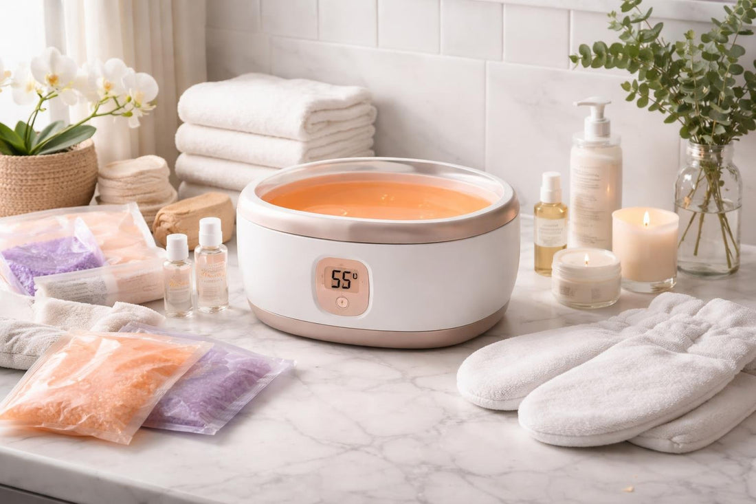 Paraffin bath therapy setup for hands and feet