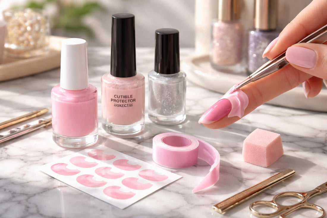 Peel-off cuticle protector around nail for clean edges