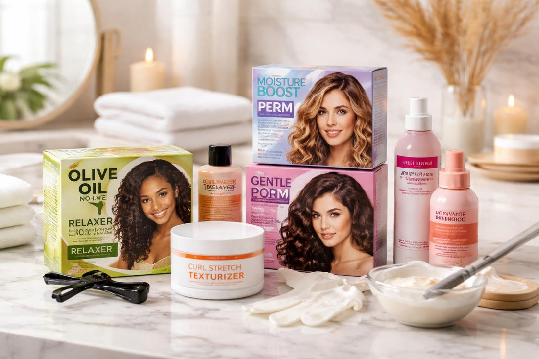 selection of perms relaxers and texturizers
