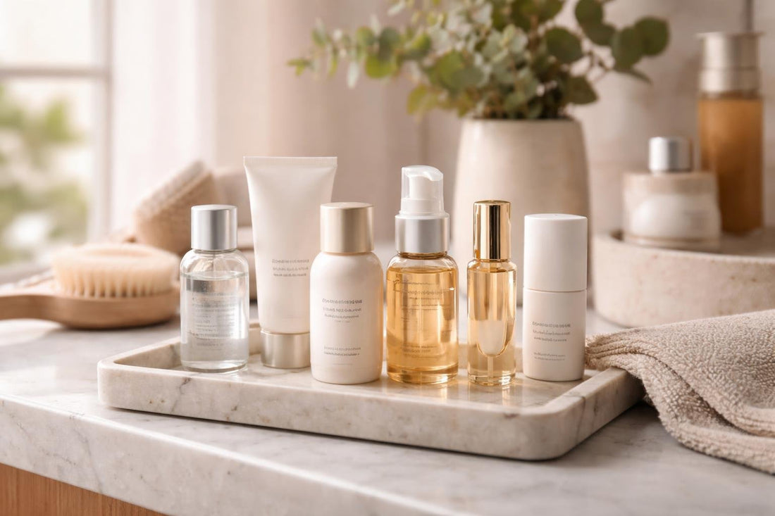 Travel-size personal care items in a Toronto studio