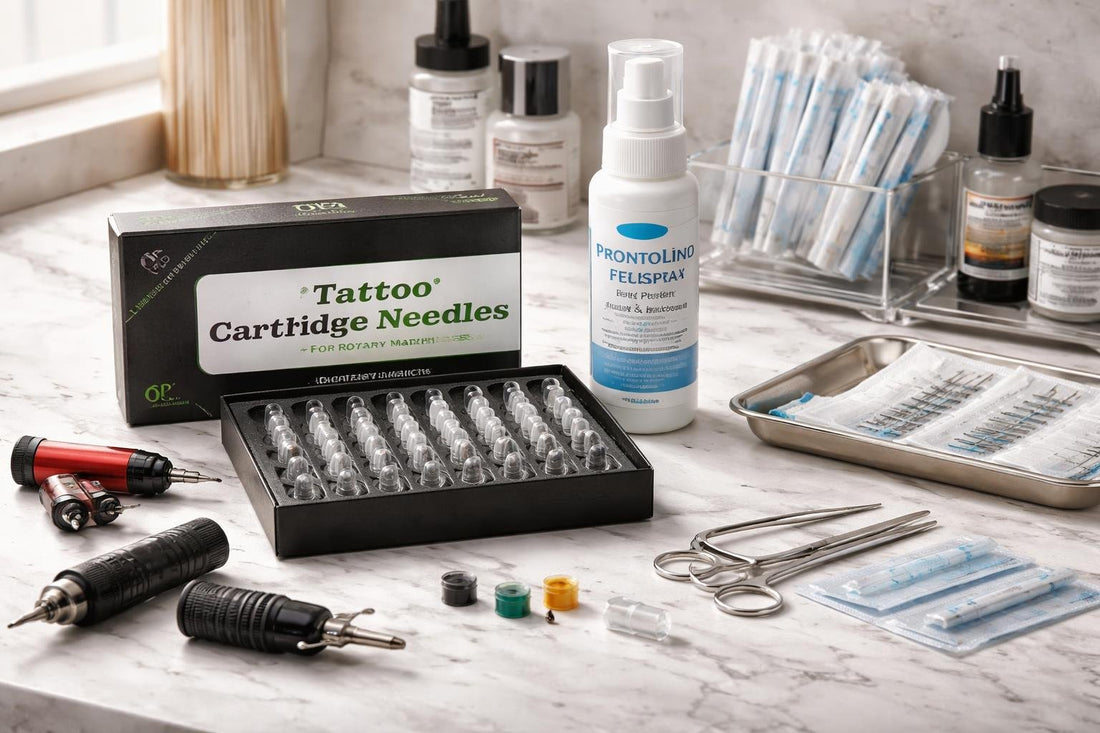 Toronto studio piercing and tattoo supplies kit display