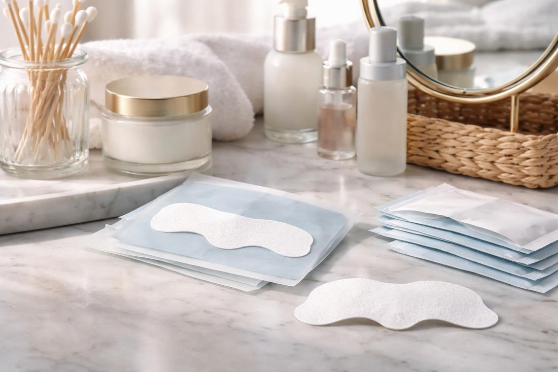 close-up of pore cleansing strips on nose in winter
