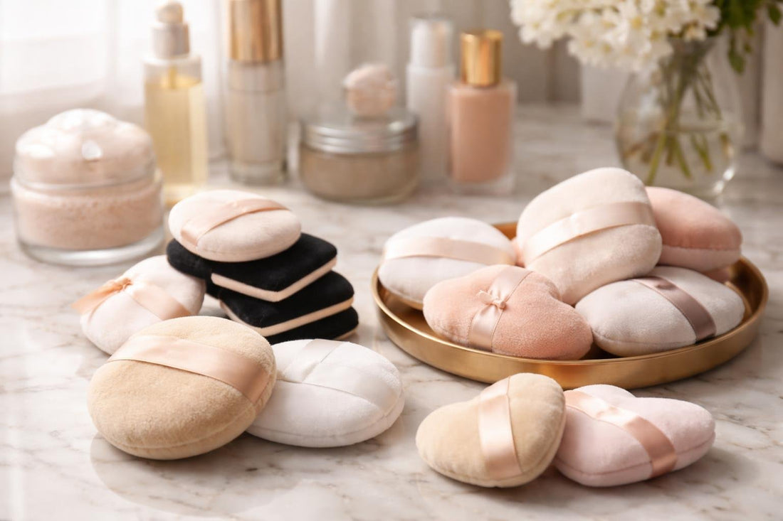 Professional powder puffs assortment for makeup artists