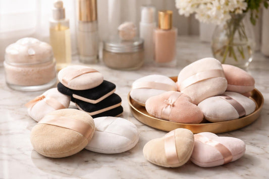 Professional powder puffs assortment for makeup artists