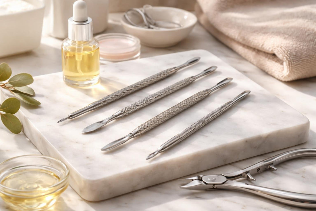 Precision cuticle pushers for clean, tidy manicure prep