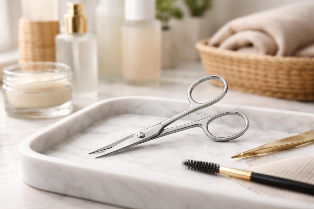close-up precision eyebrow scissors stainless steel