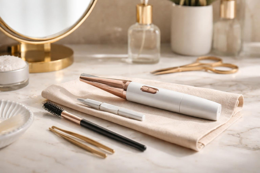 Using a precision eyebrow hair trimmer for neat shaping
