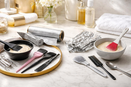 Precision hair colouring tools and pre-cut foils