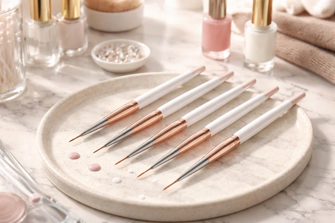 Precision nail art brushes for fine lines at home