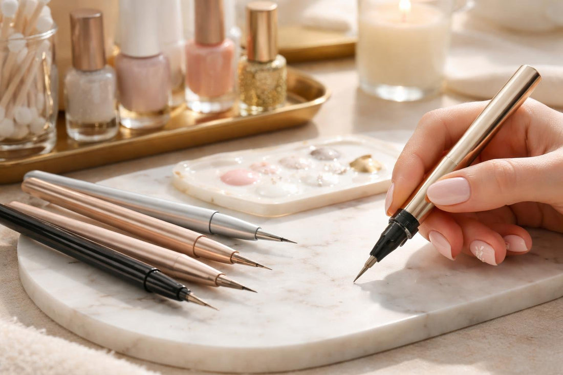 Precision nail art pens creating fine tip detailing