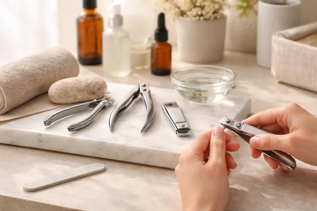 Beginner using precision nail clippers for clean trimming