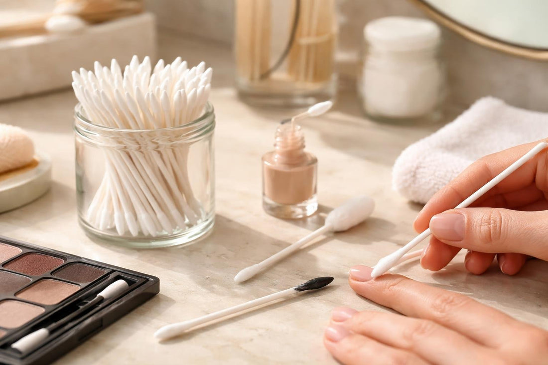Precision cotton swabs used for eyeliner and nail clean-up