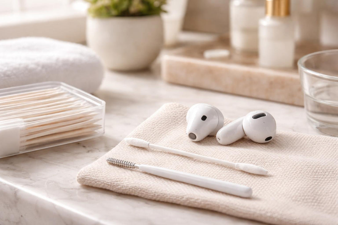 Precision cotton swab and micro brush for earbuds cleaning