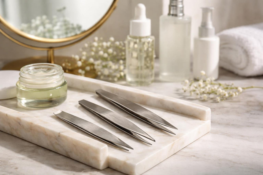 precision tweezers for sensitive skin close-up