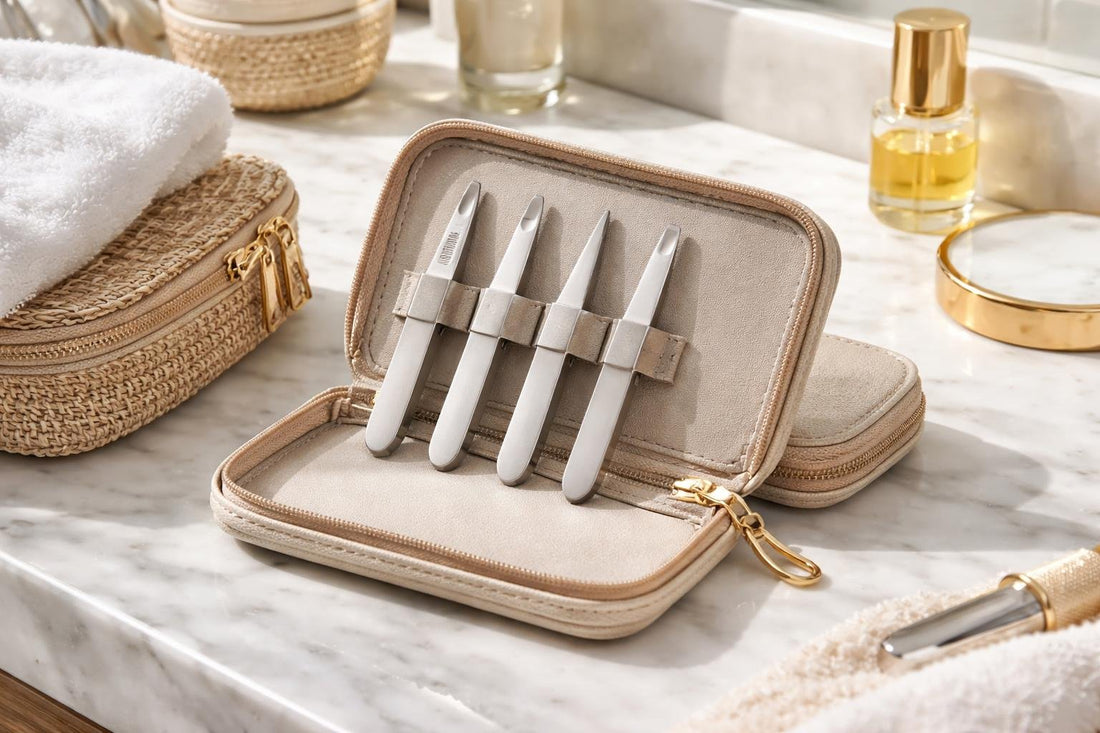 precision tweezers travel kit on Toronto countertop