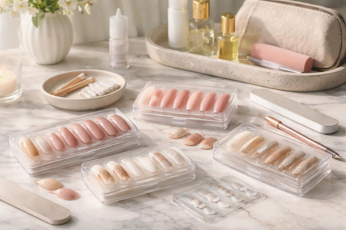 Assorted press-on nail sets with application tools