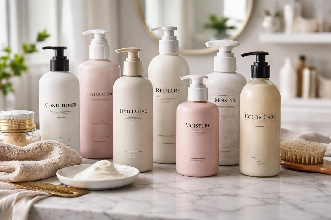 Salon bottles of professional hair conditioners in Toronto