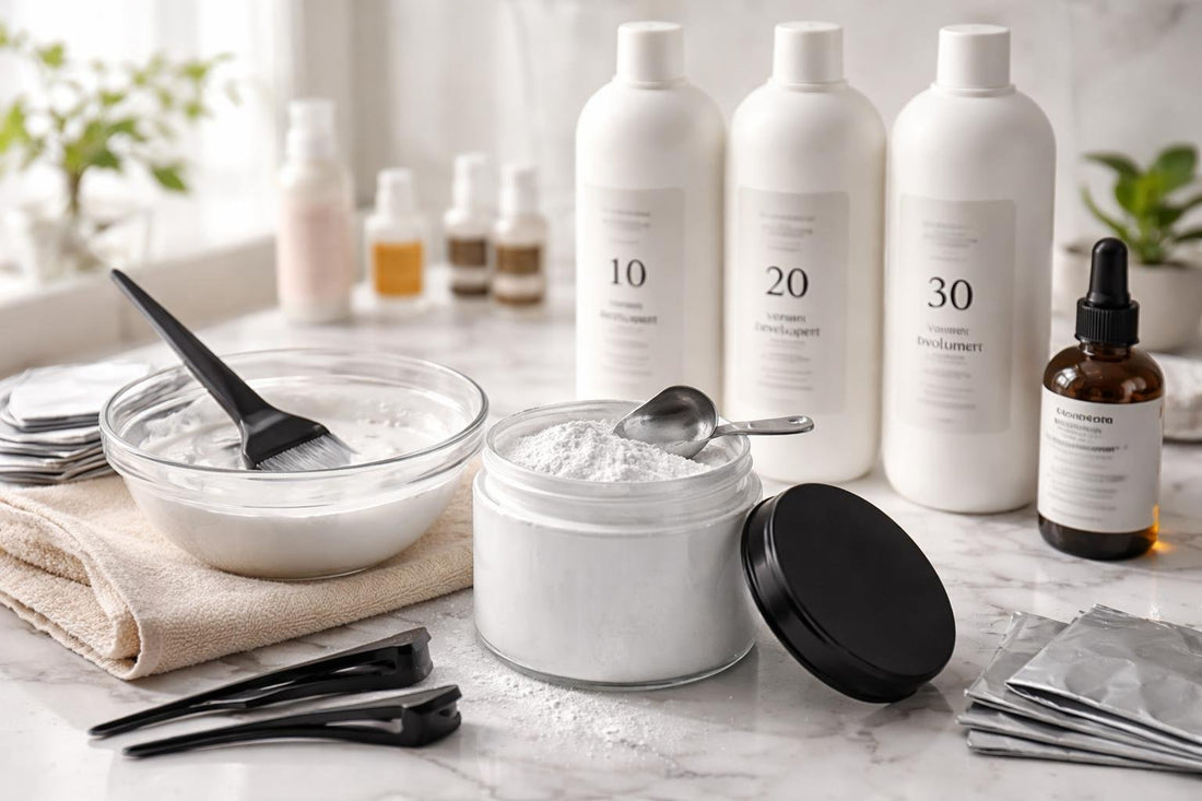 Stylized bleaching tools and professional bleach collection
