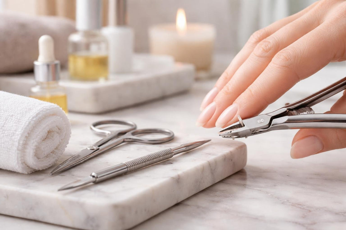 Professional cuticle nippers trimming hangnail with clean precision