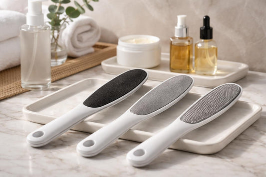 Professional foot files showing different grits for skill levels