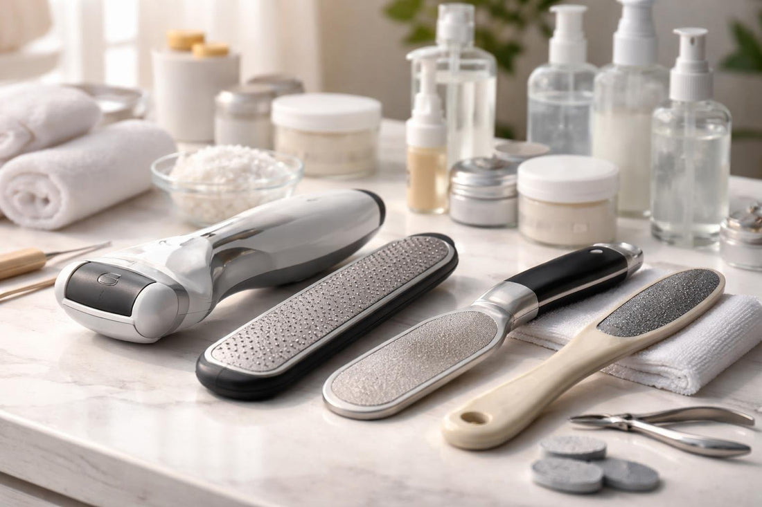 professional foot files and pedicure tools on table