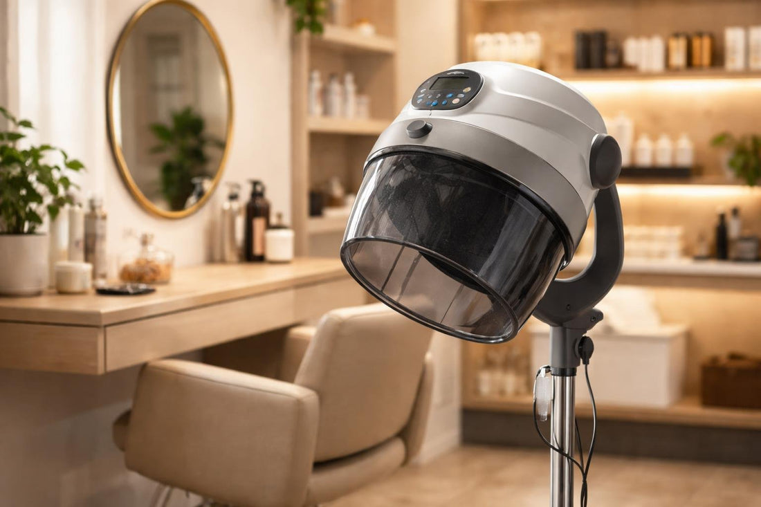 Compact professional hair drying hood in Toronto salon