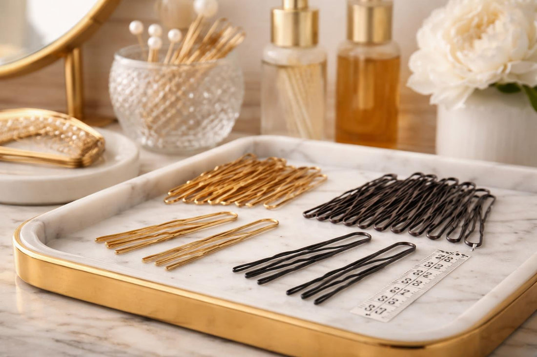 Close-up of 2in and 2.5in professional hair pins