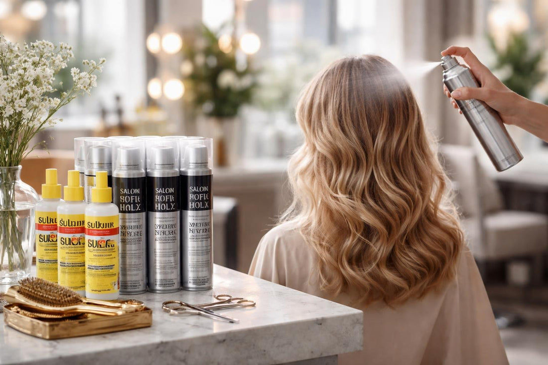 Toronto stylist applying professional hair spray