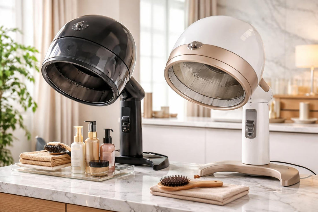 Professional hood hair dryer setup for home styling