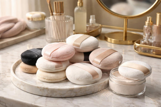 Professional powder puffs for smooth seasonal makeup setting