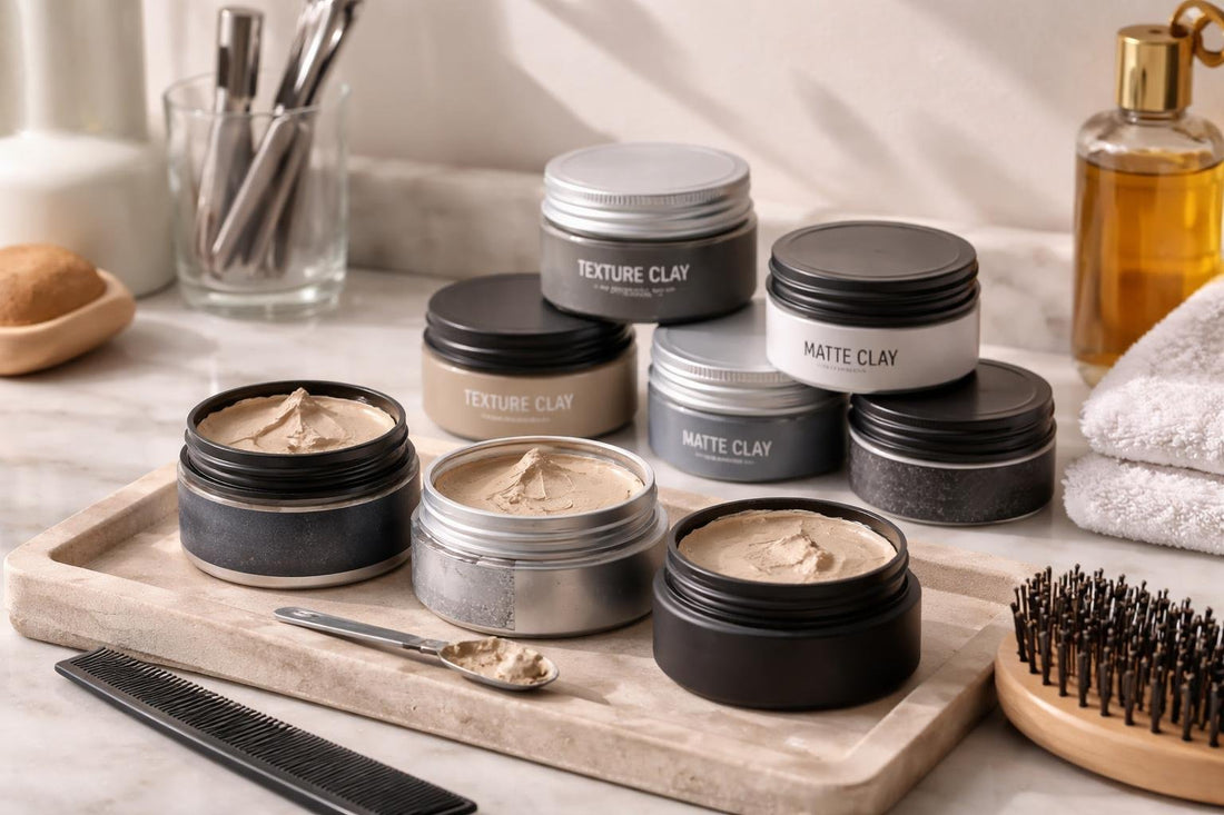 Short textured hair styling clays selection