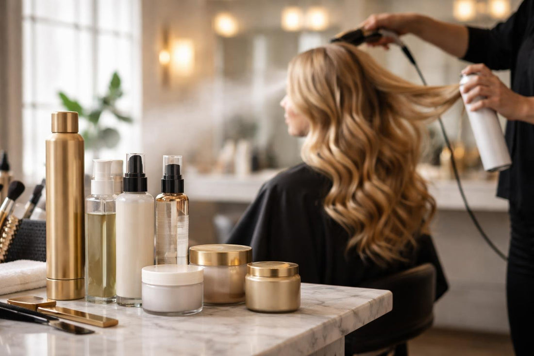 Ontario salon stylist applying professional styling products
