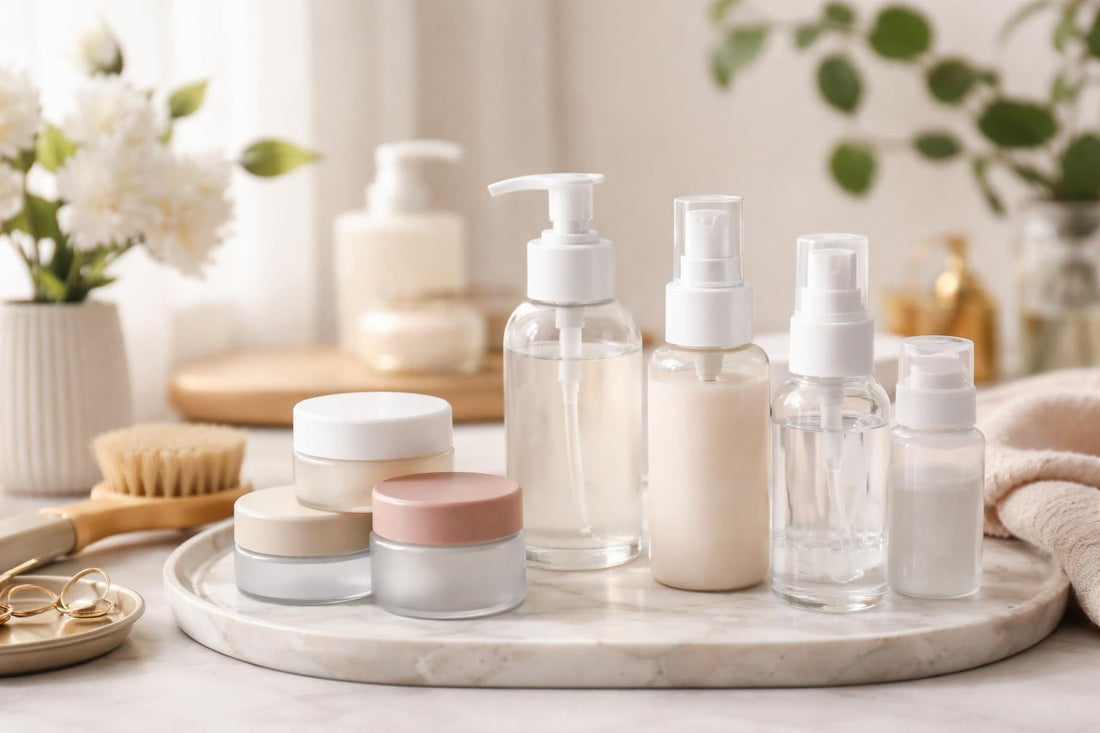 Beginner refillable cosmetic containers with travel jars and bottles