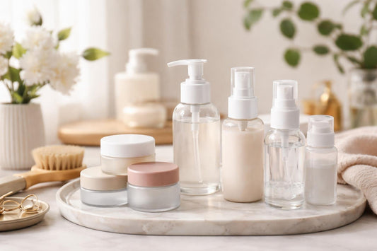 Beginner refillable cosmetic containers with travel jars and bottles
