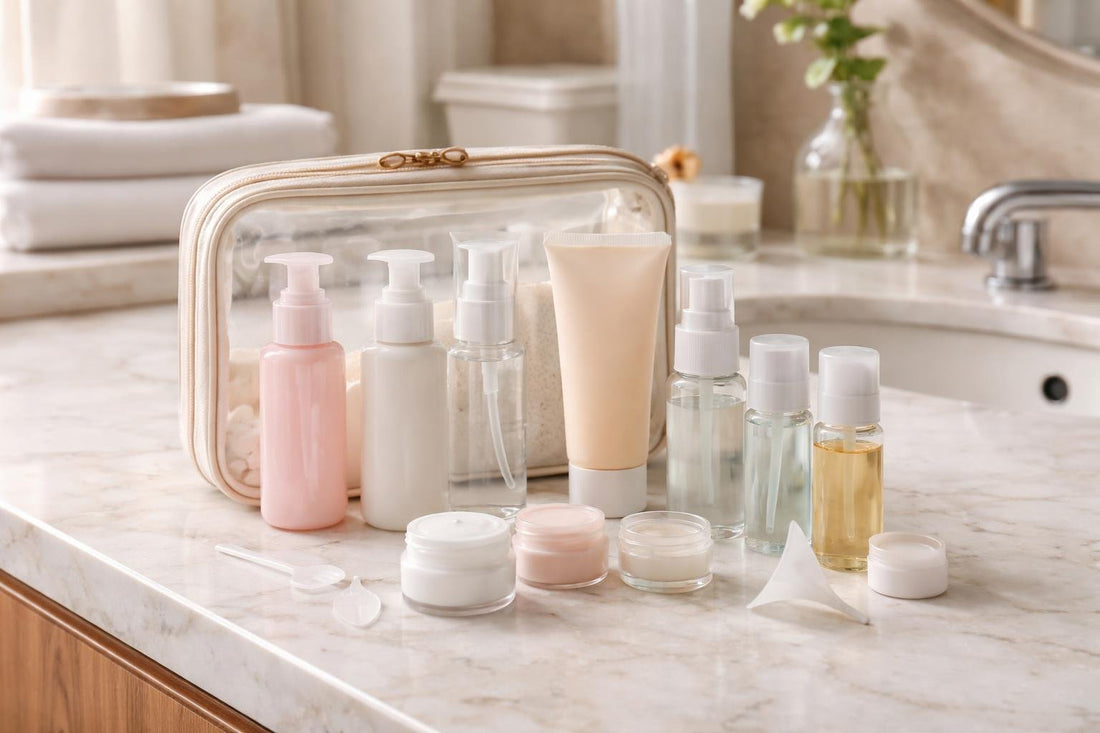 refillable cosmetic container kits for travel close-up