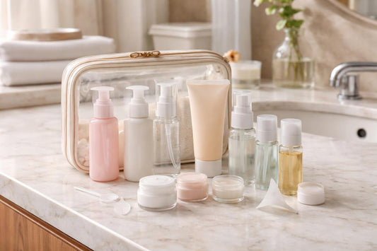 refillable cosmetic container kits for travel close-up