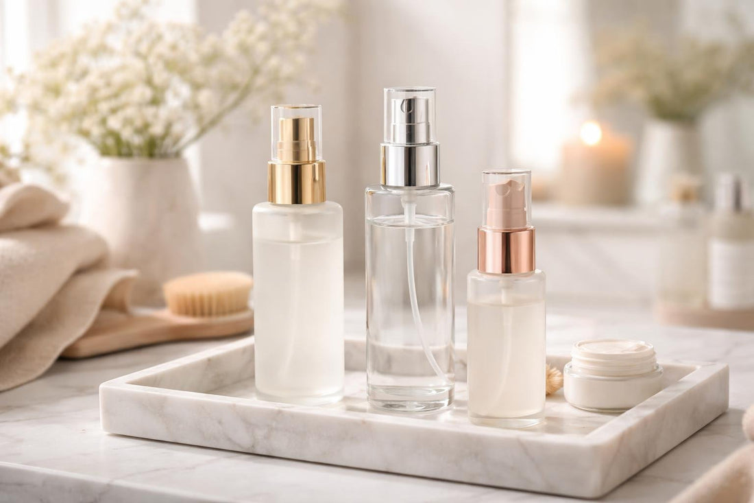 Refillable cosmetic spray bottles for seasonal skincare routines