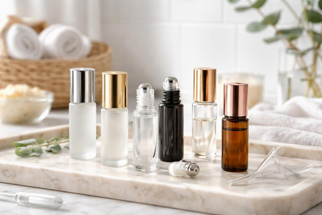Small refillable roller bottles in travel sizes
