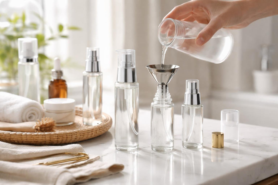 Refilling a cosmetic spray bottle without leaks at home