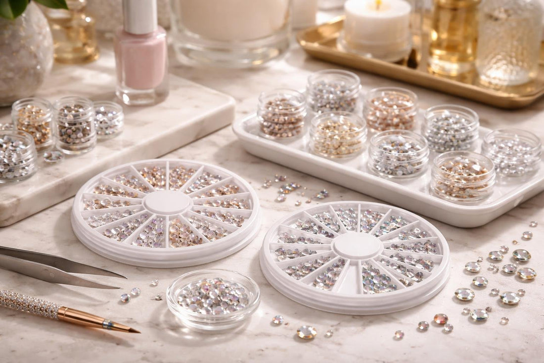 Beginner and pro nail art rhinestone sizes and shapes