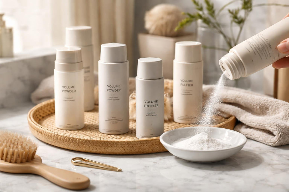 Fine hair volume with root lifting powder application