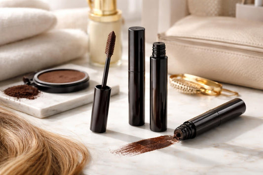 Root touch up hair mascara covering greys along part