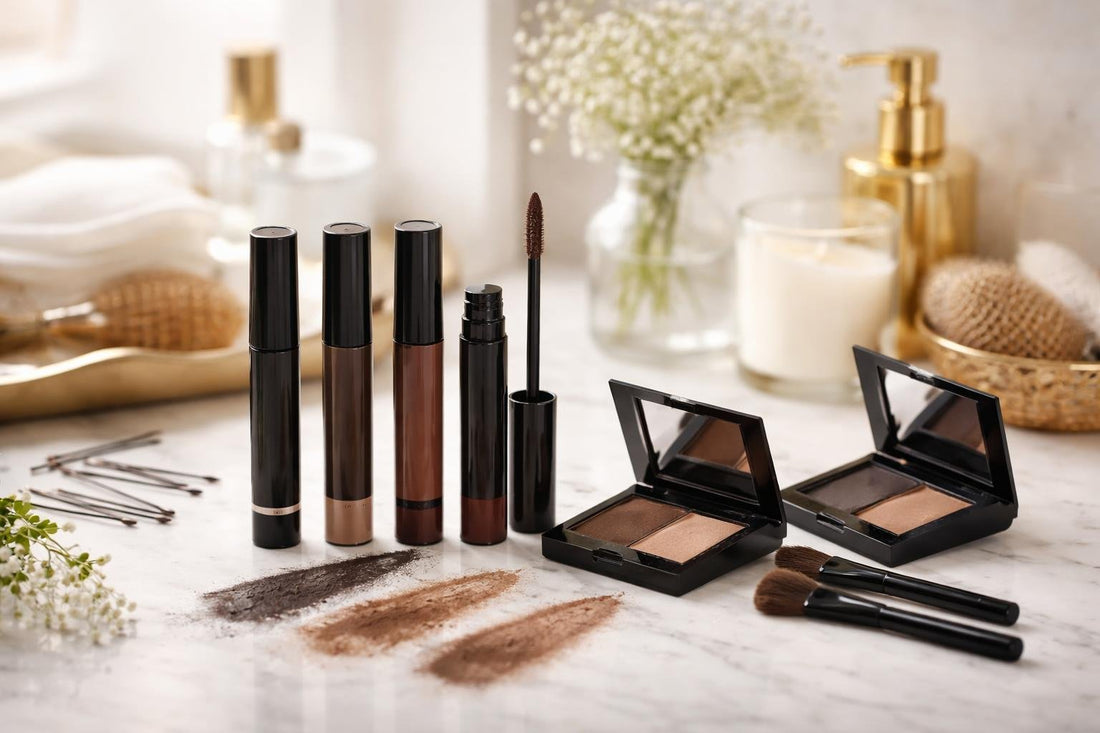 Root touch up hair mascara and powder swatches