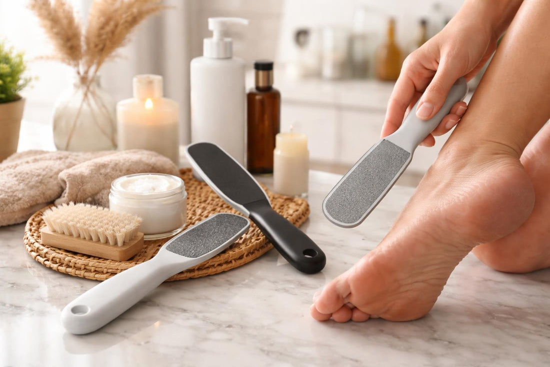 Using a professional foot file on dry heels safely