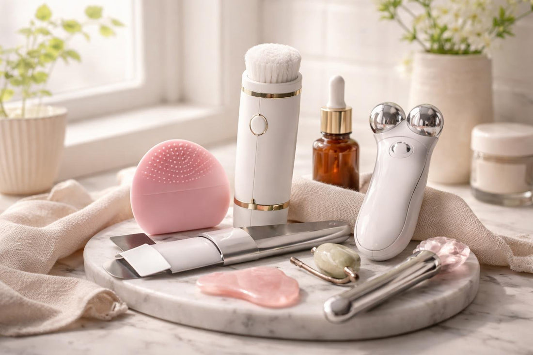 Clean facial tools for safe exfoliation and massage