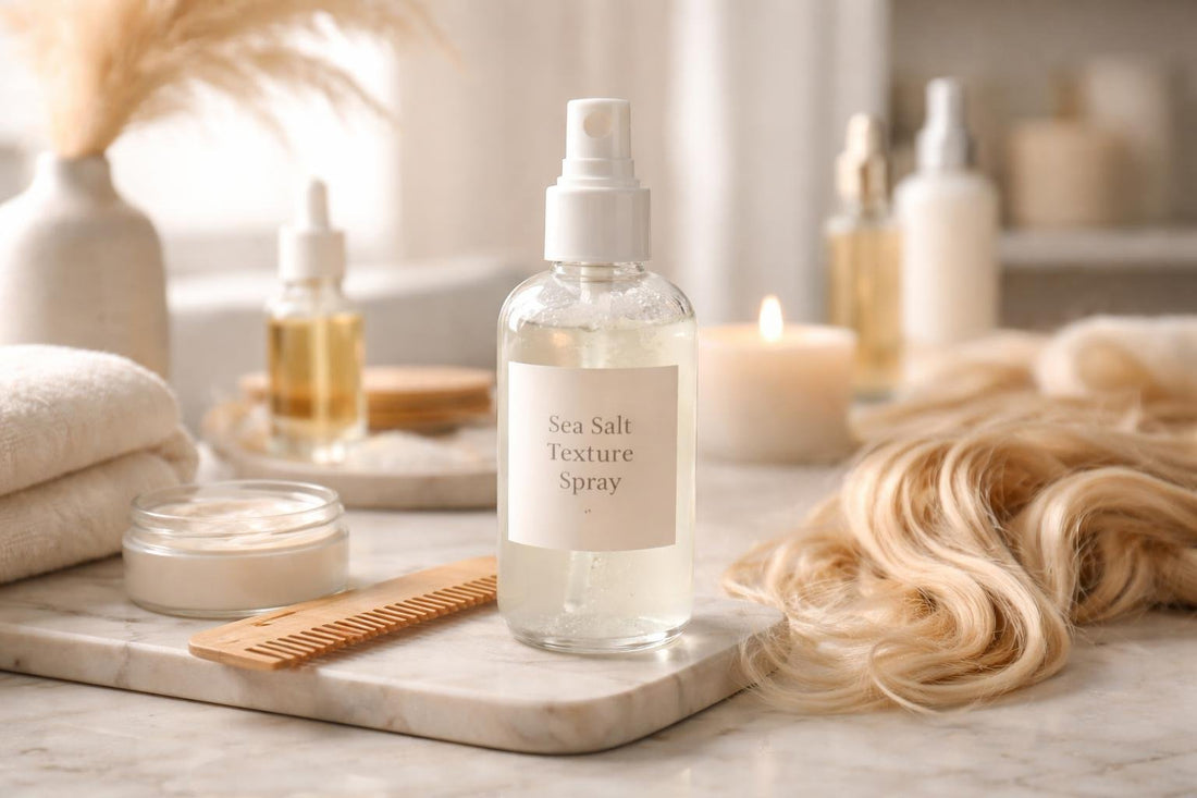 Fine hair sea salt spray texture close-up styling